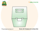 box with hanging and locking tabs