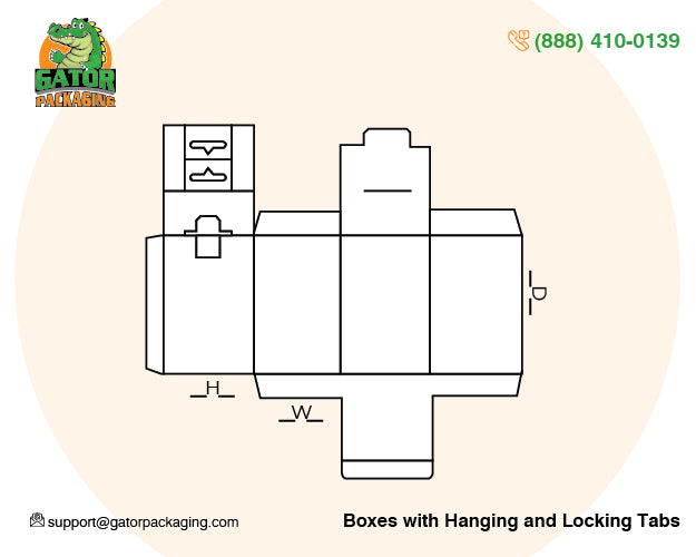 box with hanging and locking tabs